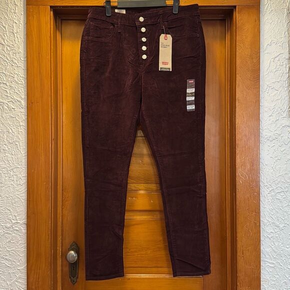 Levi’s 721 Maroon Button Fly Slim Corduroys Women’s US 14 - Picture 1 of 9